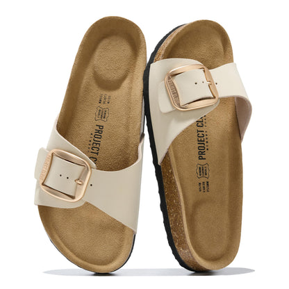 Project Cloud 100% Genuine Leather Sandals Women Dressy Beach Essentials Slides for Women Footwear - Lightweight with Memory Foam Insole Sandals for Women 2026 - Womens Slides