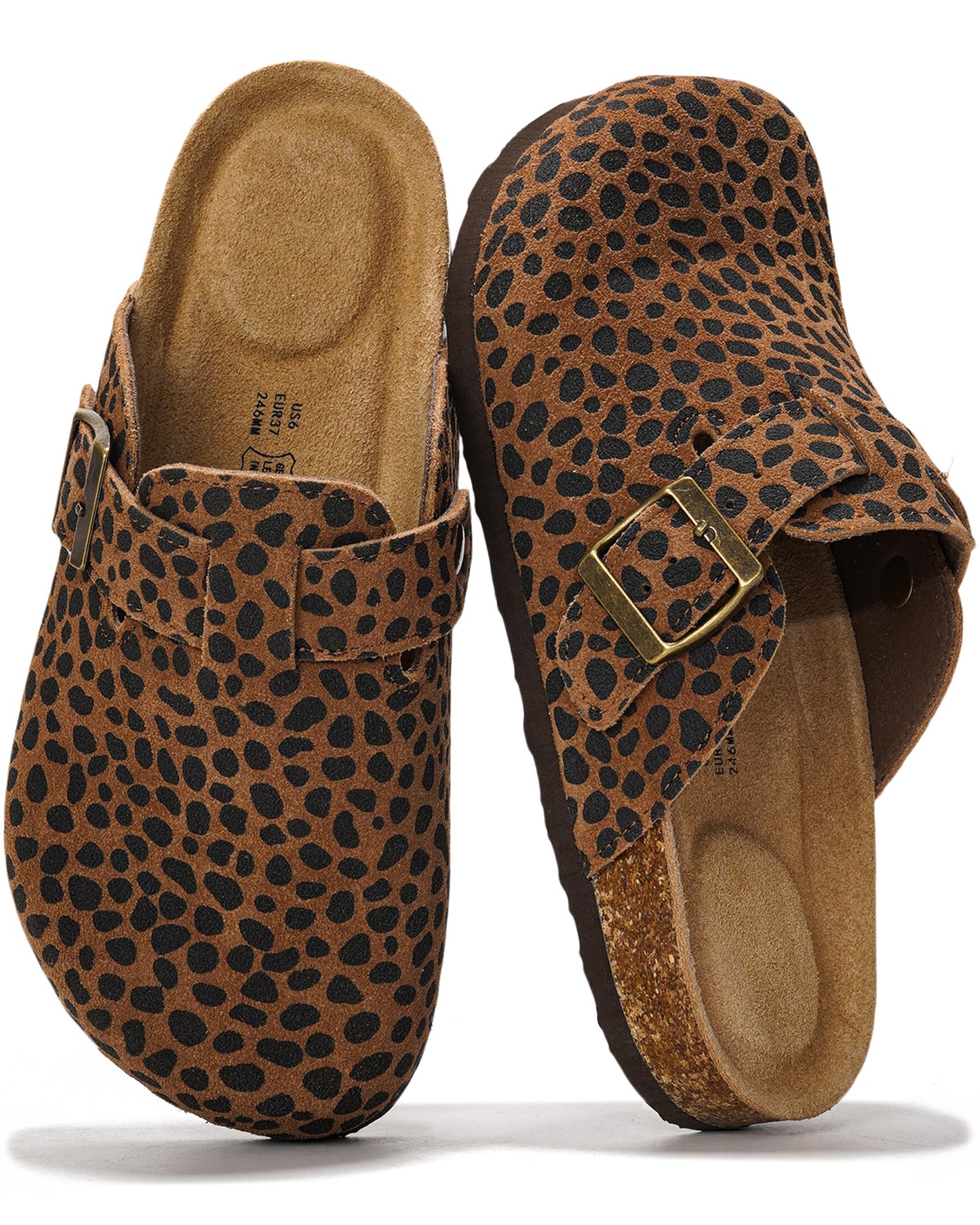 Project Cloud 100% Genuine Leather Footbed Clogs for Women - Memory Foam Arch Support Slippers for Women - Trendy Slip-ons Women's Mules & Clogs Sandals