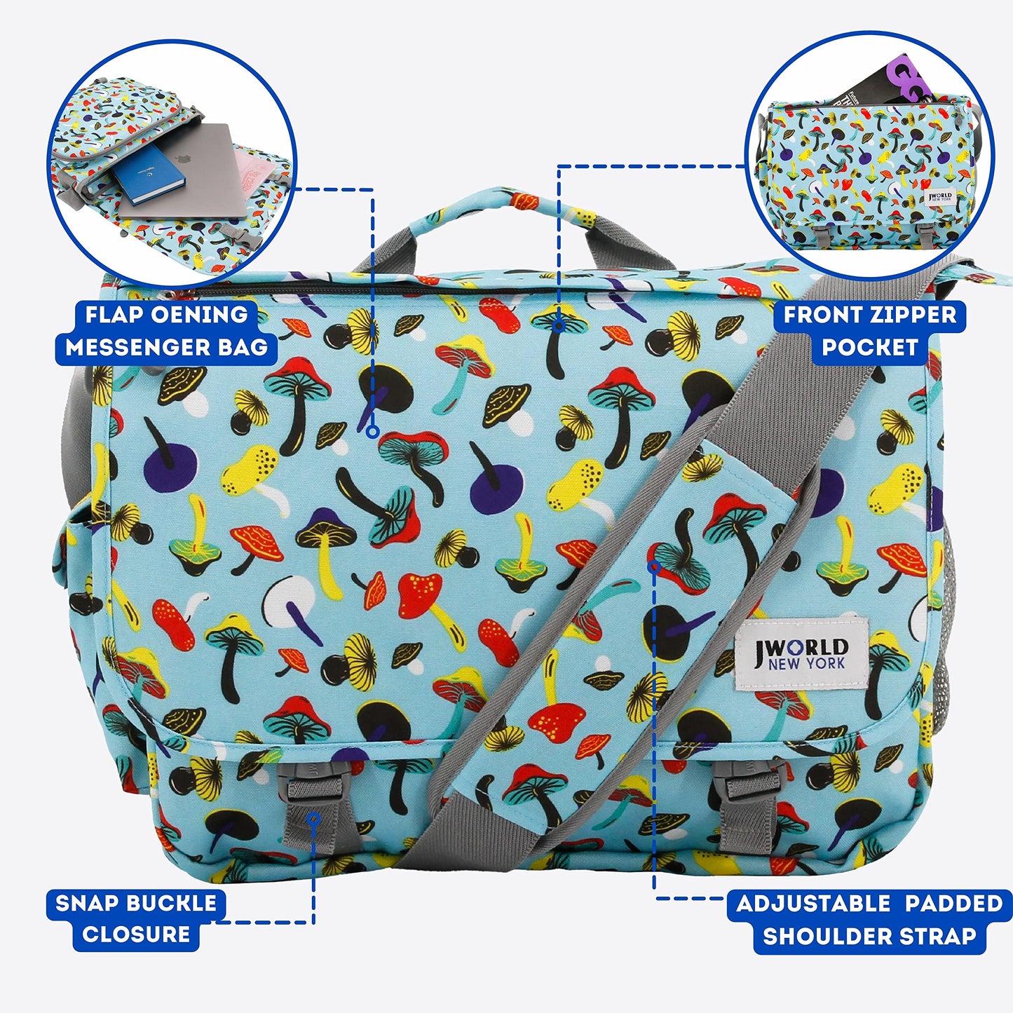 J World New York Thomas Laptop Messenger Bag for Women & Men. Kids Computer Bookbag