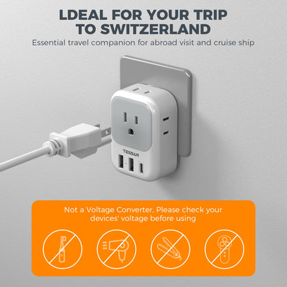 TESSAN 2 Pack European Travel Plug Adapter, Europe Power Converter