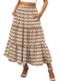 ANRABESS Women’s Summer Boho Flowy Swing Tiered A-Line Maxi Skirt 2026 Fashion Trendy Elastic Waist Pleated Long Beach Dress