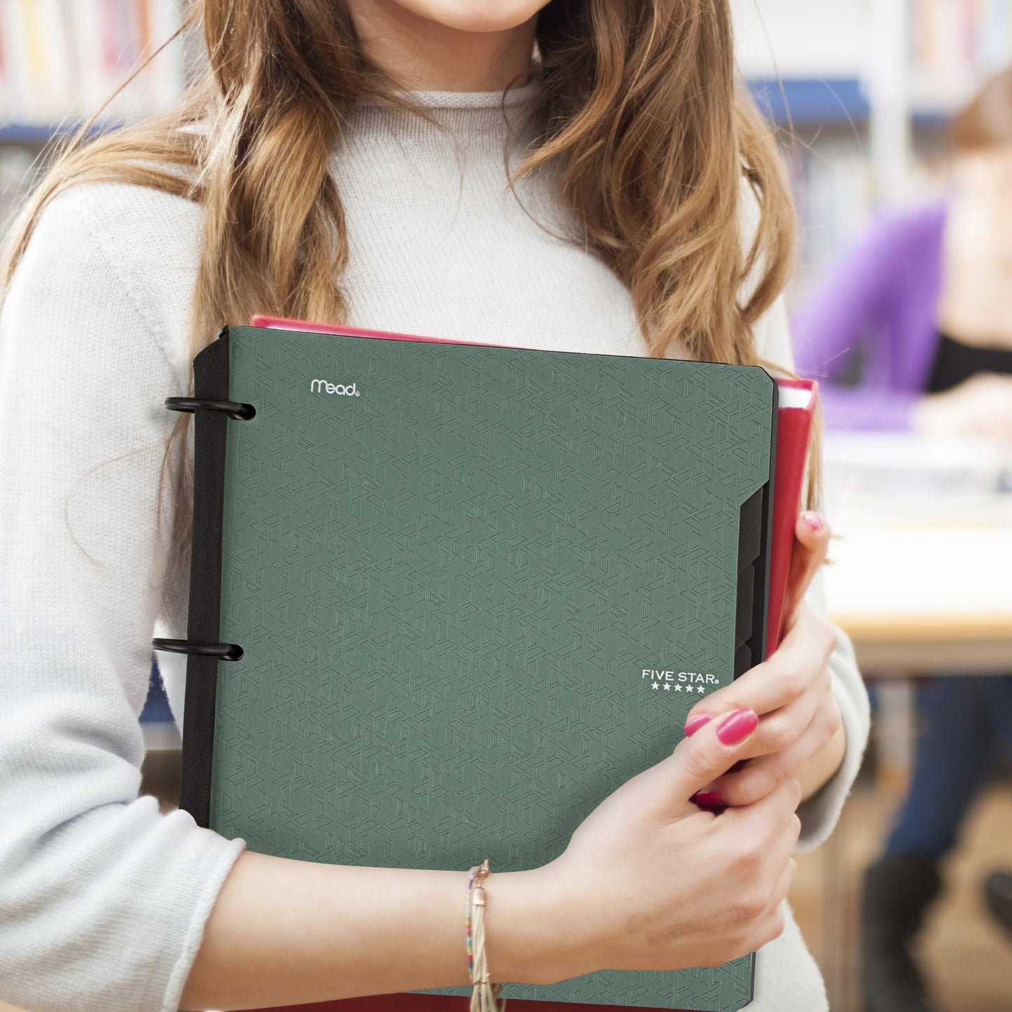 Five Star Flex Refillable Notebook + Study App 1 Inch O-Rings Binder with Pockets Tabs and Dividers, 220 Sheet Capacity, Includes 60 Sheets 8.5" x 11" College Ruled Paper, Amethyst (29328AB6)