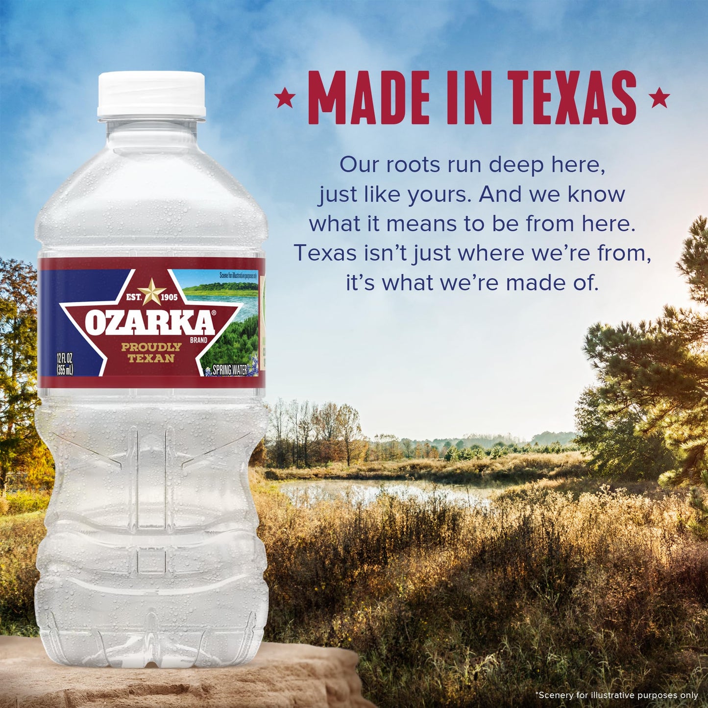 Ozarka Texas Spring Water Bottles, 12 Pack - Still Drinking Water with Naturally Balanced Minerals for a Crisp Clean Taste - 12 Fl Oz