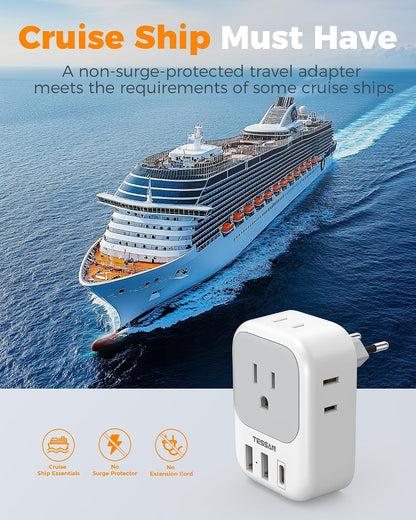 TESSAN 2 Pack European Travel Plug Adapter, Europe Power Converter