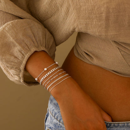 Dainty Simple Gold Bracelets for Women, Stackable Satellite Paperclip Lip Bracelet Set Tiny Lip Dot Chain Box Link for Handmade Gift Minimalist Cute Trendy Jewelry Gold Accessories for Women