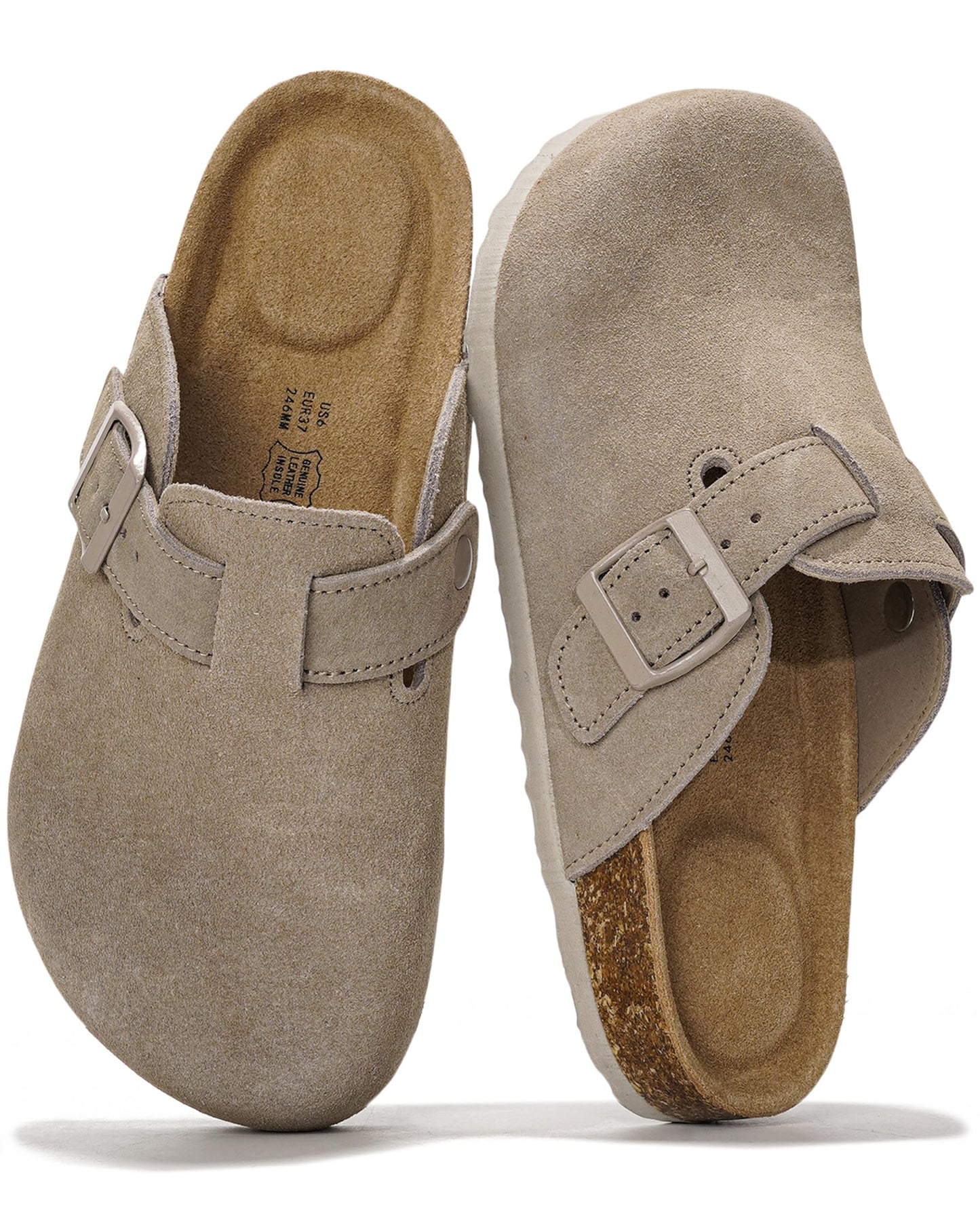 Project Cloud 100% Genuine Leather Footbed Clogs for Women - Memory Foam Arch Support Slippers for Women - Trendy Slip-ons Women's Mules & Clogs Sandals