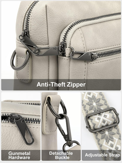 Small Leather Crossbody Bags for Women Anti theft Purses and Handbag Shoulder Hangbag with Wide Strap Tassel