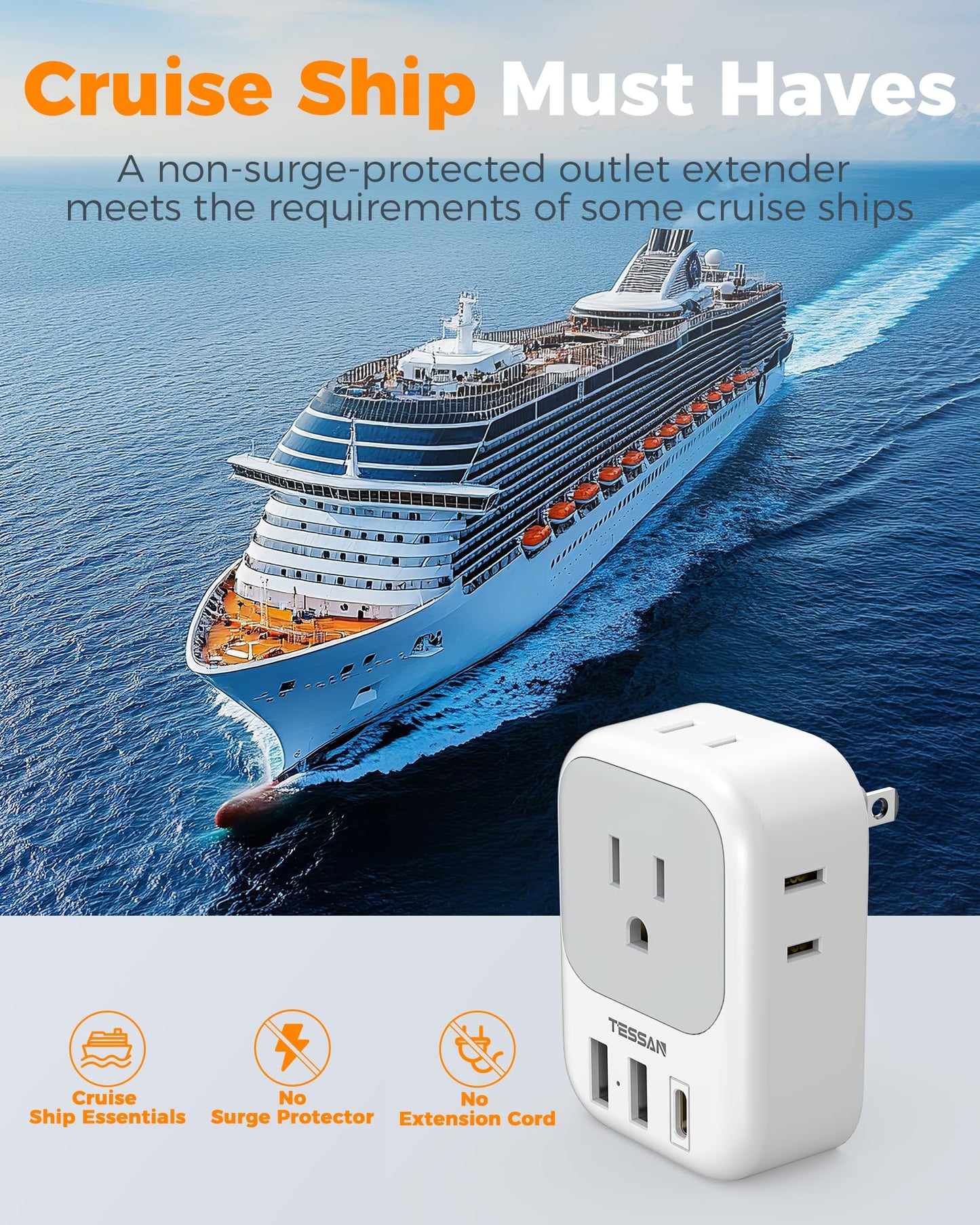 TESSAN 2 Pack European Travel Plug Adapter, Europe Power Converter