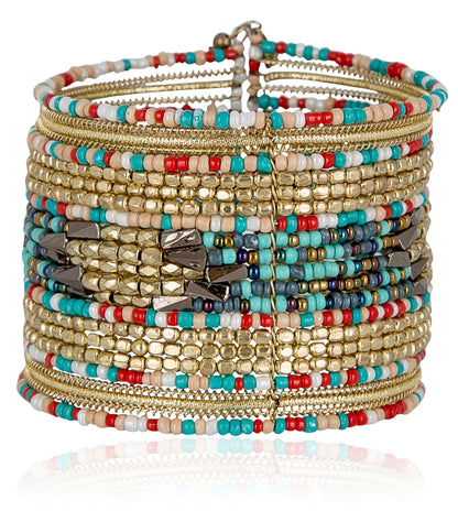 SPUNKYsoul Boho Cuff Bracelets, Women Adjustable Stackable Beaded Accessory | Adjustable Bohemian-Inspired Design, Trendy Wrist Ornament, Versatile For Occasions Or Everyday Wear, Unique Style Jewelry