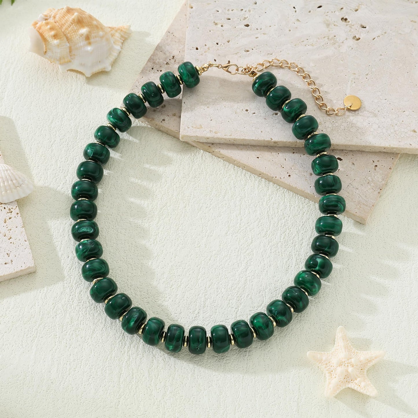 Chunky Beaded Choker Necklace for Women Summer Beach Acrylic Beads Necklaces Trendy Boho Statement Colorful Necklace Jewelry Accessories