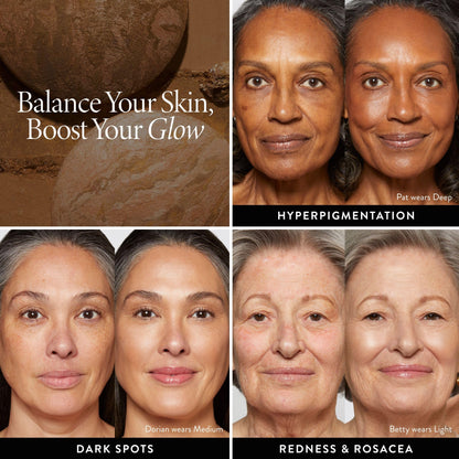 LAURA GELLER NEW YORK Baked Balance-n-Glow Illuminating Powder Foundation – Toffee – Handmade in Italy – Pearl-Infused Satin Finish – Vitamin C Brightening – Buildable Sheer Coverage – For Mature Skin