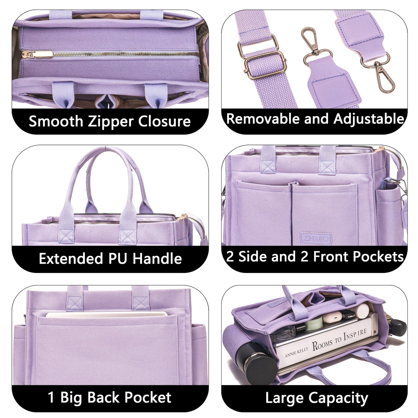 ZHMO Canvas Tote Bag for Women,Women's Bags Crossbody Bags Work Laptop Tote Bag Large Handbags Purse for Travel Nurse Teacher