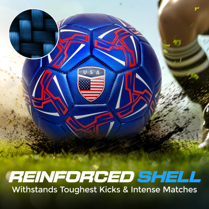 Western Star Soccer Ball USA - Official Match Grade Soccer Balls - Youth & Adult - Attractive and Durable Design - World Cup