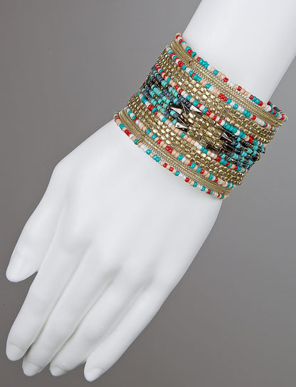 SPUNKYsoul Boho Cuff Bracelets, Women Adjustable Stackable Beaded Accessory | Adjustable Bohemian-Inspired Design, Trendy Wrist Ornament, Versatile For Occasions Or Everyday Wear, Unique Style Jewelry