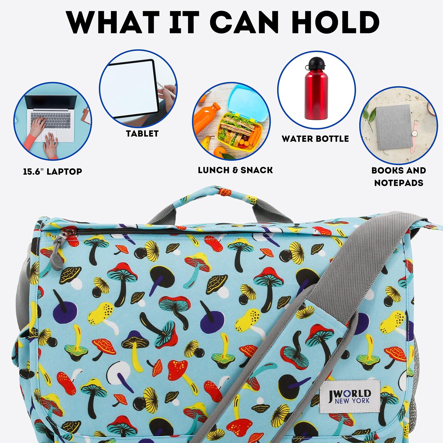 J World New York Thomas Laptop Messenger Bag for Women & Men. Kids Computer Bookbag