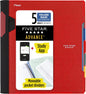 Five Star Advance Spiral Notebook + Study App, 5 Subject, College Ruled Paper, 8-1/2" x 11", 200 Sheets, Spiral Guard, Movable Tabbed Dividers, Black (73144)