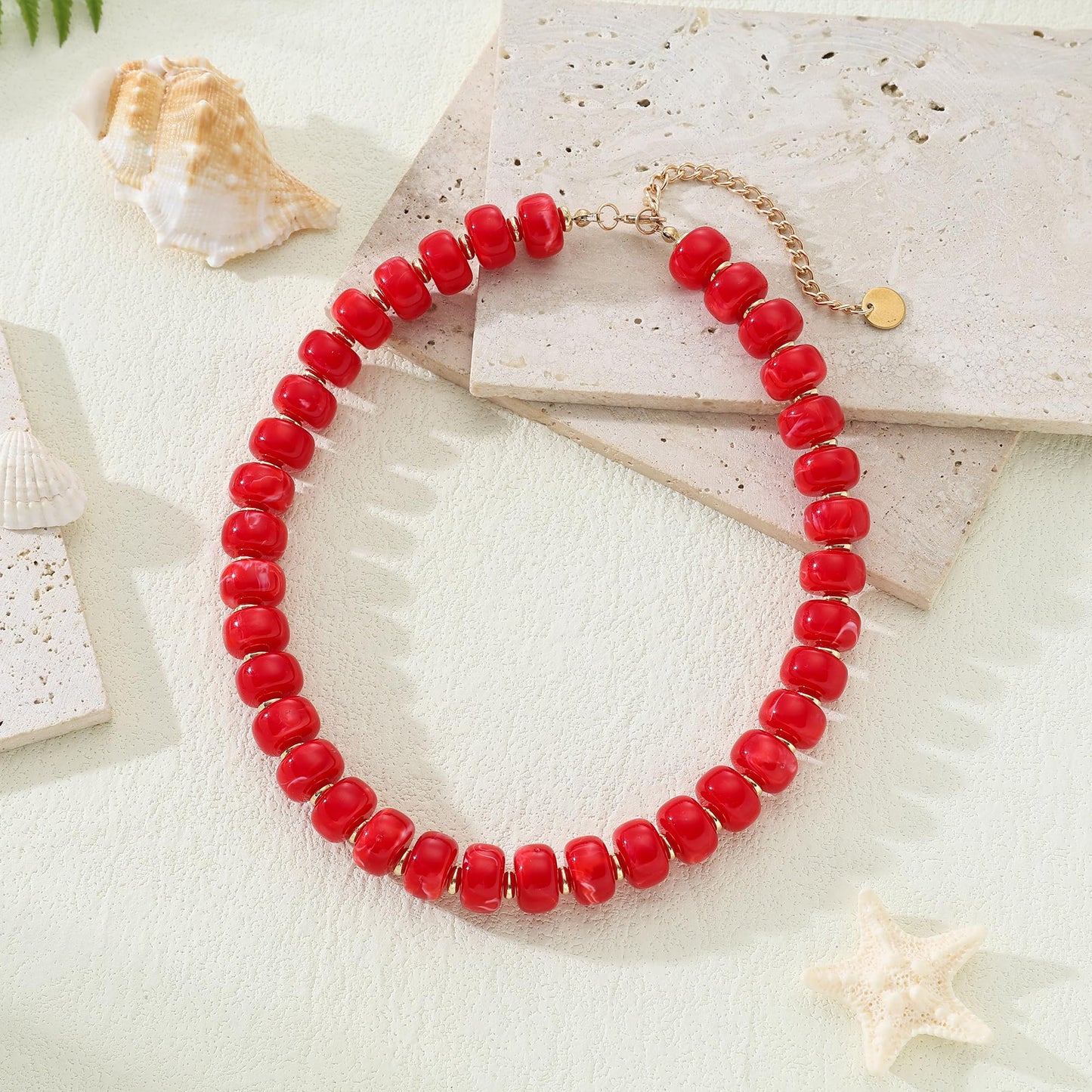 Chunky Beaded Choker Necklace for Women Summer Beach Acrylic Beads Necklaces Trendy Boho Statement Colorful Necklace Jewelry Accessories