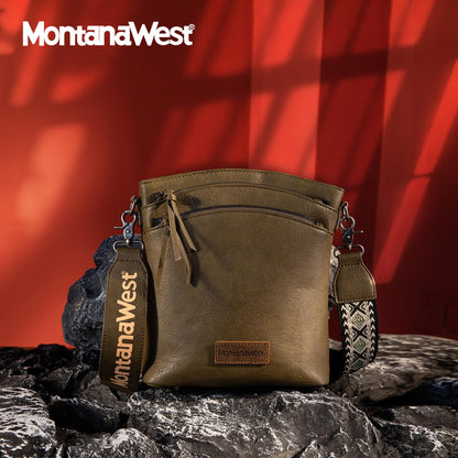 Montana West Multi Zip Pocket Crossbody Bag With Guitar Strap