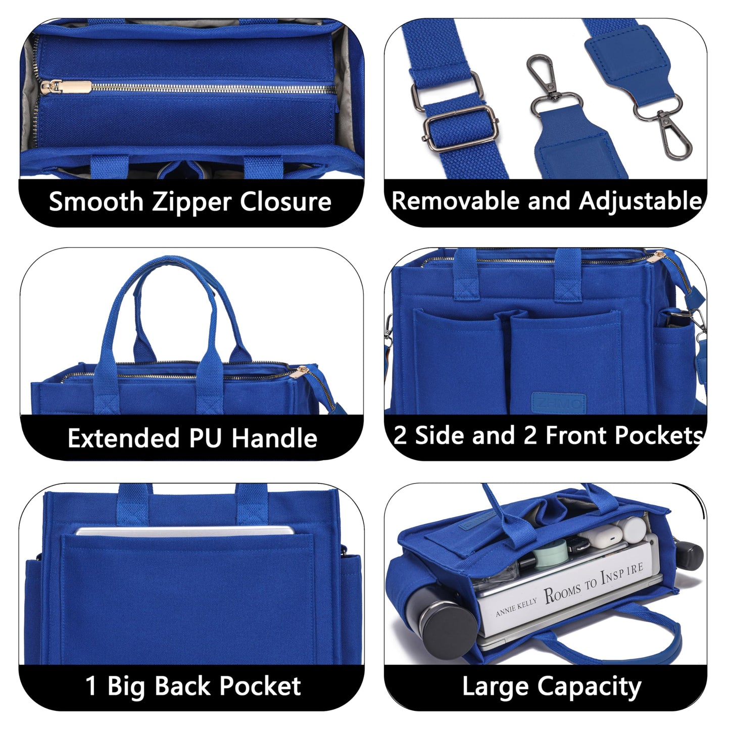 ZHMO Canvas Tote Bag for Women,Women's Bags Crossbody Bags Work Laptop Tote Bag Large Handbags Purse for Travel Nurse Teacher