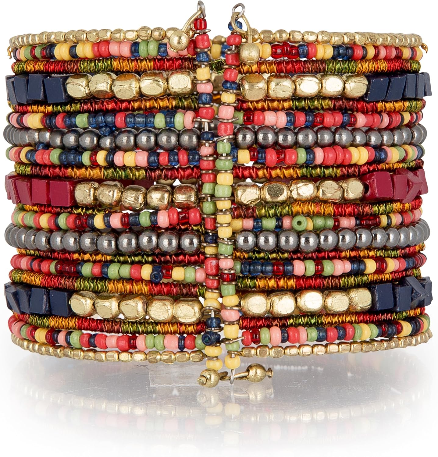 SPUNKYsoul Boho Cuff Bracelets, Women Adjustable Stackable Beaded Accessory | Adjustable Bohemian-Inspired Design, Trendy Wrist Ornament, Versatile For Occasions Or Everyday Wear, Unique Style Jewelry
