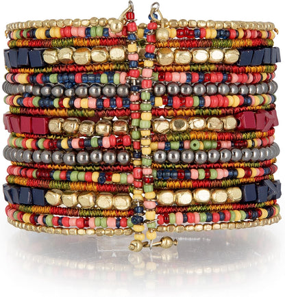 SPUNKYsoul Boho Cuff Bracelets, Women Adjustable Stackable Beaded Accessory | Adjustable Bohemian-Inspired Design, Trendy Wrist Ornament, Versatile For Occasions Or Everyday Wear, Unique Style Jewelry