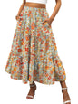 ANRABESS Women’s Summer Boho Flowy Swing Tiered A-Line Maxi Skirt 2026 Fashion Trendy Elastic Waist Pleated Long Beach Dress