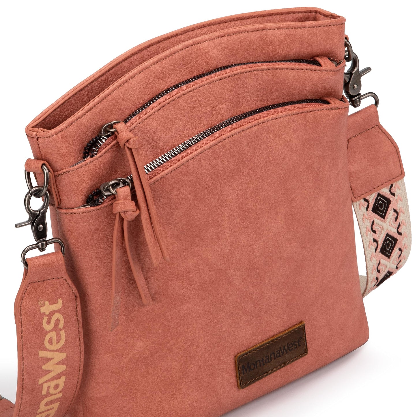 Montana West Multi Zip Pocket Crossbody Bag With Guitar Strap