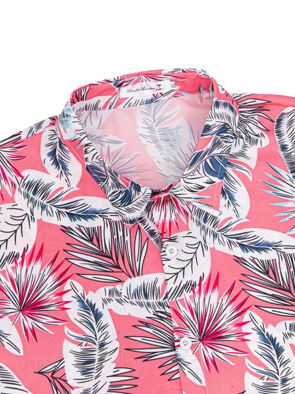 Yoimira Men's Summer Outfits 2 Piece Short Sets Hawaiian Floral Button Down Shirt and Shorts Vacation Beach Cruise Set