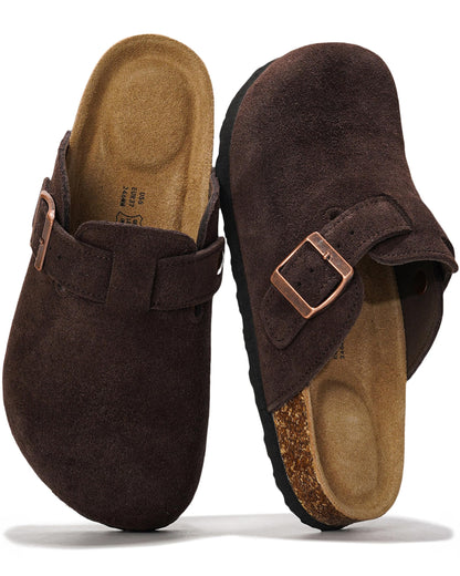 Project Cloud 100% Genuine Leather Footbed Clogs for Women - Memory Foam Arch Support Slippers for Women - Trendy Slip-ons Women's Mules & Clogs Sandals