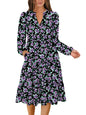 ANRABESS Womens V Neck Long Sleeve Midi Dress | Swing Flowy Tiered with Pockets, Soft Fabric, Boho Beach Vacation Dresses, Loose Fit Casual, Fall Winter Transition Clothes