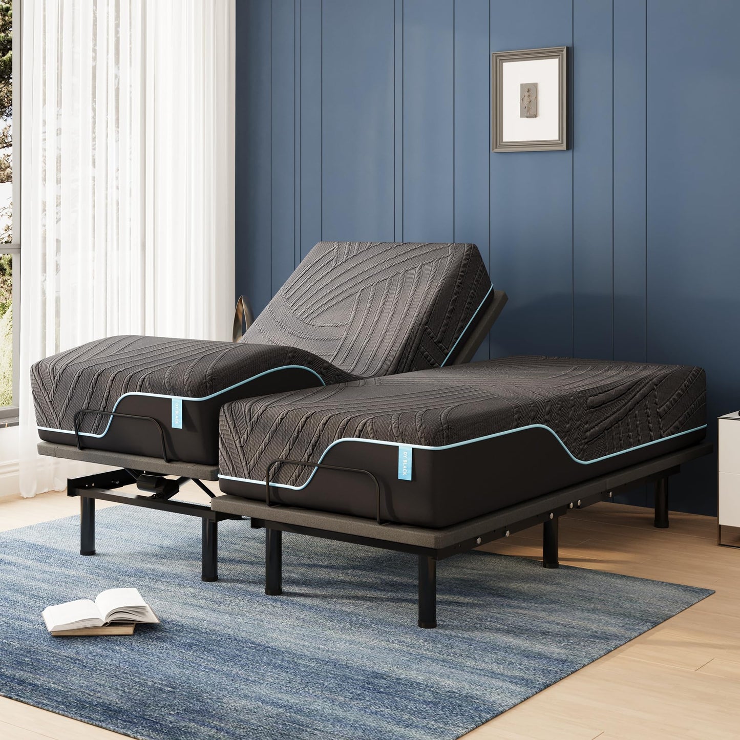 Dyonery Twin XL Adjustable Bed Base Frame with Wireless Remote + 12 Inch Twin XL Gel Memory Foam Mattress Bed in a Box, Head and Foot Incline, Zero Gravity, Fiberglass Free, 80" × 38"