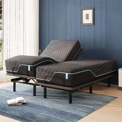 Dyonery Twin XL Adjustable Bed Base Frame with Wireless Remote + 12 Inch Twin XL Gel Memory Foam Mattress Bed in a Box, Head and Foot Incline, Zero Gravity, Fiberglass Free, 80" × 38"