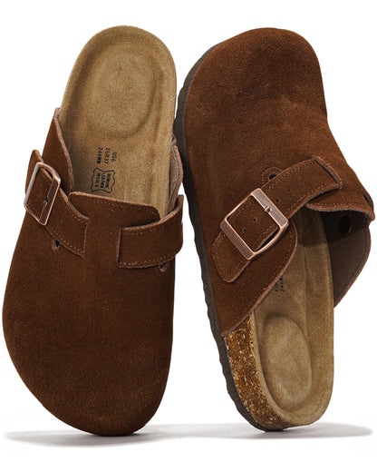 Project Cloud 100% Genuine Leather Footbed Clogs for Women - Memory Foam Arch Support Slippers for Women - Trendy Slip-ons Women's Mules & Clogs Sandals