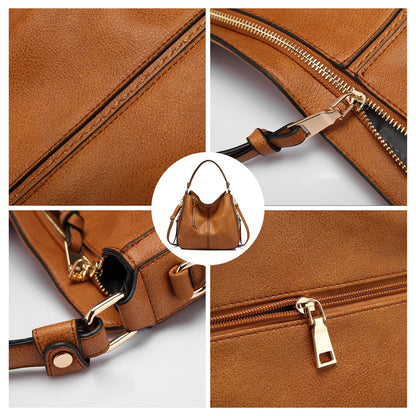 Realer Hobo Crossbody Bags for Women Designer Faux Leather Hobo Handbags Retro Large Size Shoulder Bag Bucket Purse