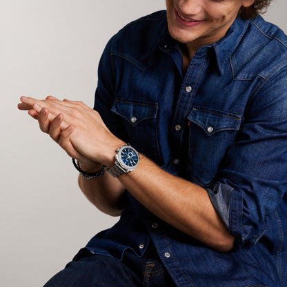 Fossil Men's Watch, Machine Stainless Steel Chronograph Watch for Men