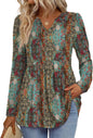 WIHOLL Western Shirts for Women Long Sleeve Tunic Tops Boho Fall Fashion Cowgirl Outfits Country Concert Vacation Ethnic Print L