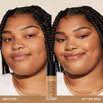 Milani Conceal + Perfect 2-in-1 Foundation + Concealer for a Flawless Complexion, Under Eye Corrector, Cover Redness and Imperfections, Waterproof and Sweatproof - 05A-Natural Beige