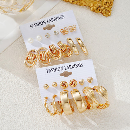 12 Pairs Chunky Gold Hoop Earrings for Women Trendy, Gold Plated Lightweight Hypoallergenic Stack, Thick Open Twisted Huggie Hoops Earring Set
