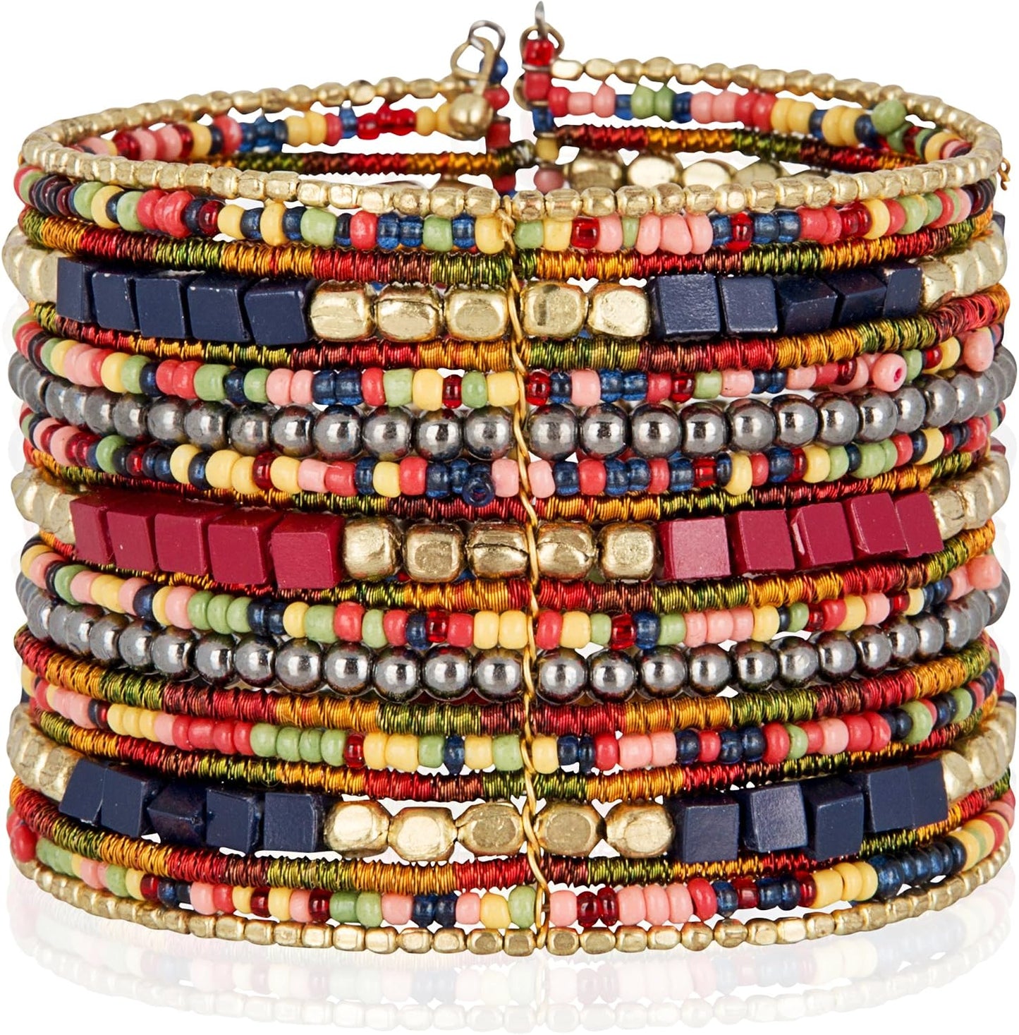 SPUNKYsoul Boho Cuff Bracelets, Women Adjustable Stackable Beaded Accessory | Adjustable Bohemian-Inspired Design, Trendy Wrist Ornament, Versatile For Occasions Or Everyday Wear, Unique Style Jewelry