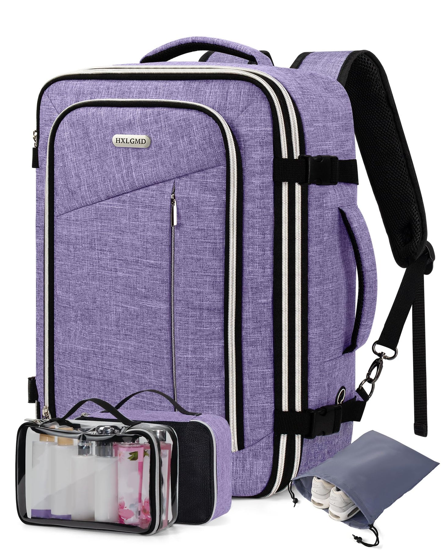Travel Carry On 17.5" Laptop Expandable Backpack for Men Women, Personal Item Bag Waterproof Airline Approved with USB Charging Hole 3 Packing Cubes, Large Weekender Daypack Business Luggage Suitcase