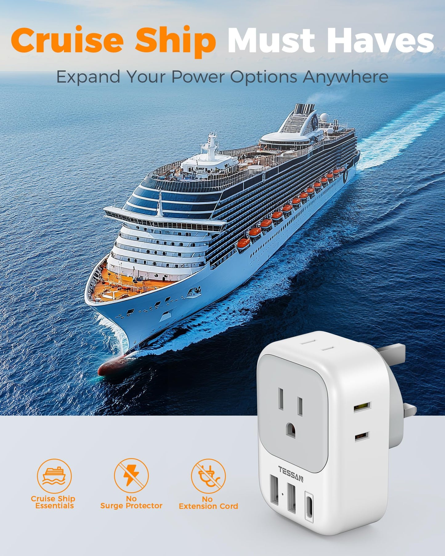 TESSAN 2 Pack European Travel Plug Adapter, Europe Power Converter
