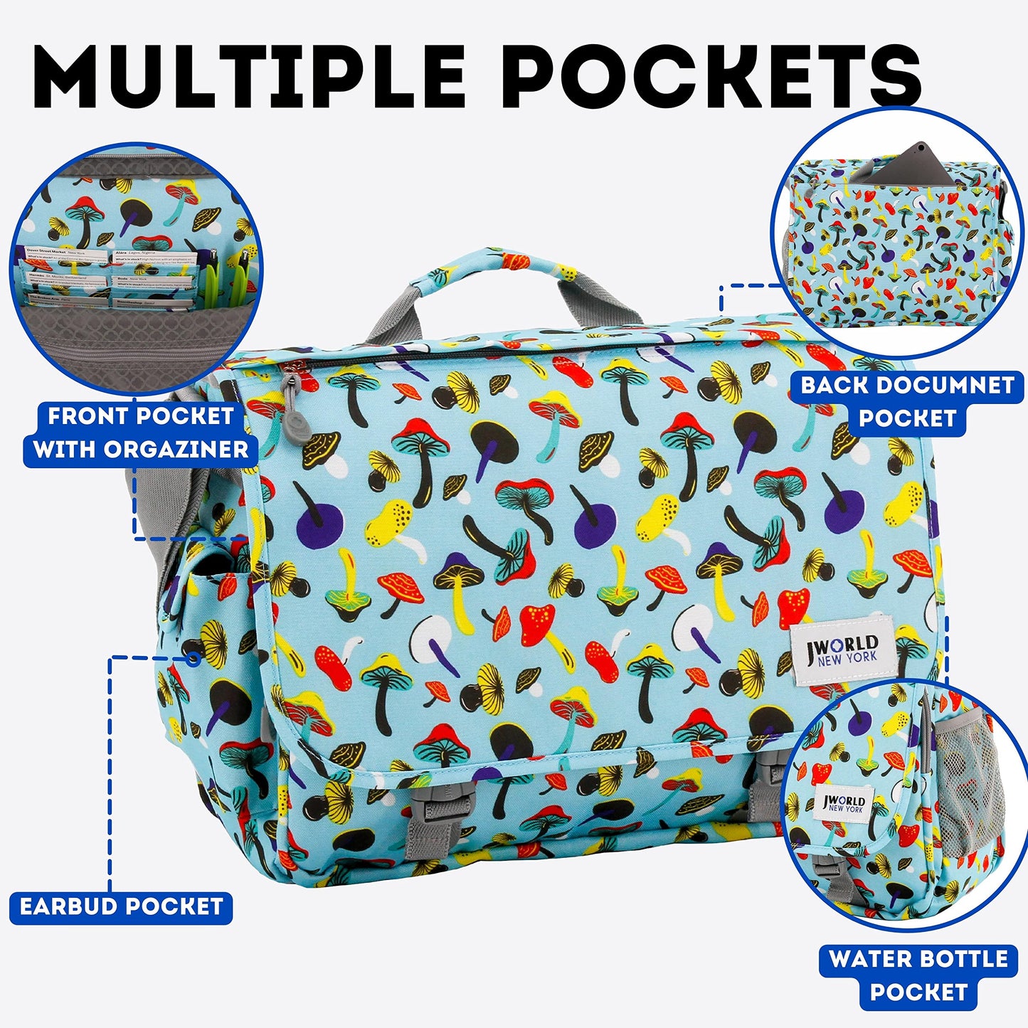 J World New York Thomas Laptop Messenger Bag for Women & Men. Kids Computer Bookbag