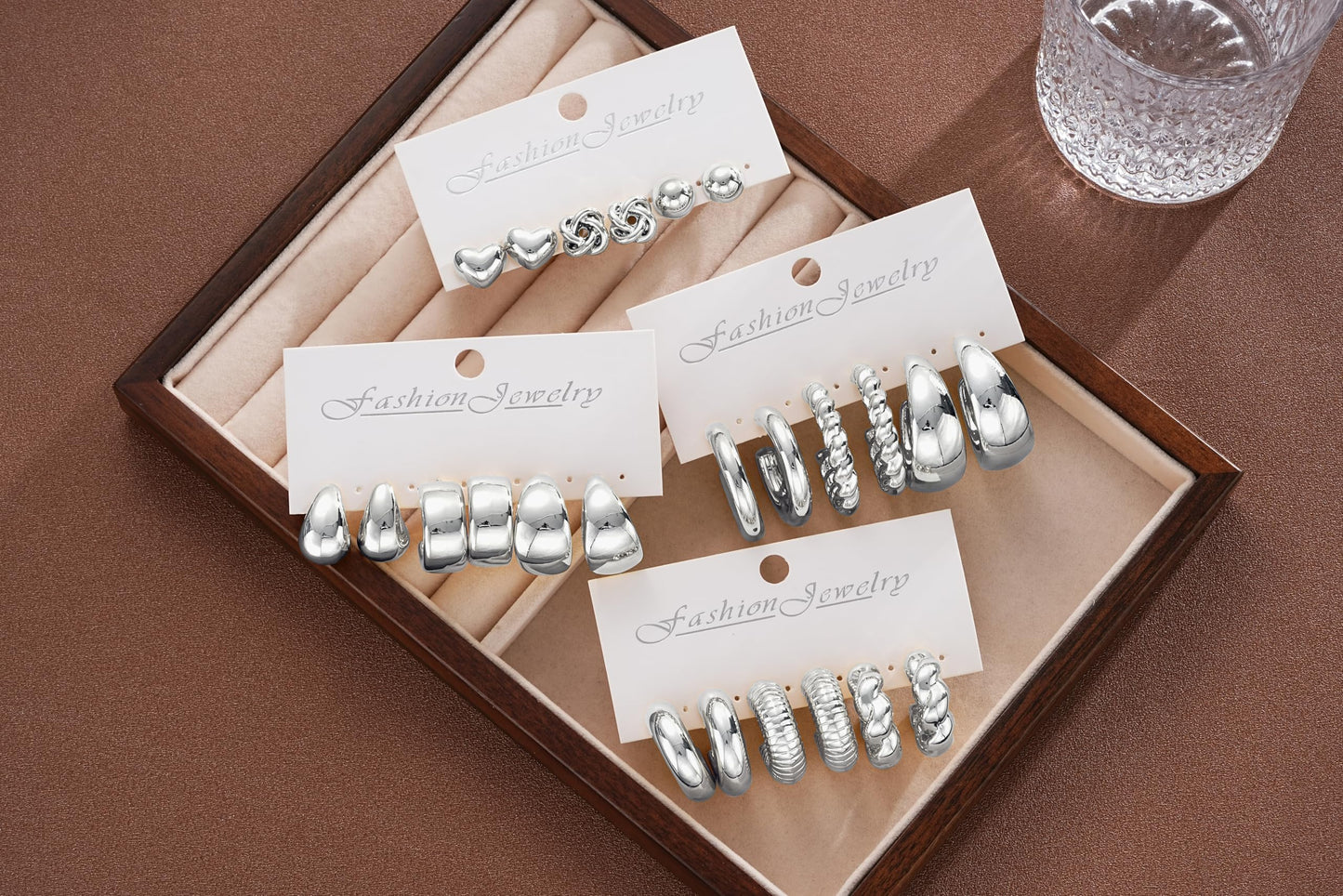 12 Pairs Chunky Gold Hoop Earrings for Women Trendy, Gold Plated Lightweight Hypoallergenic Stack, Thick Open Twisted Huggie Hoops Earring Set