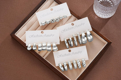 12 Pairs Chunky Gold Hoop Earrings for Women Trendy, Gold Plated Lightweight Hypoallergenic Stack, Thick Open Twisted Huggie Hoops Earring Set