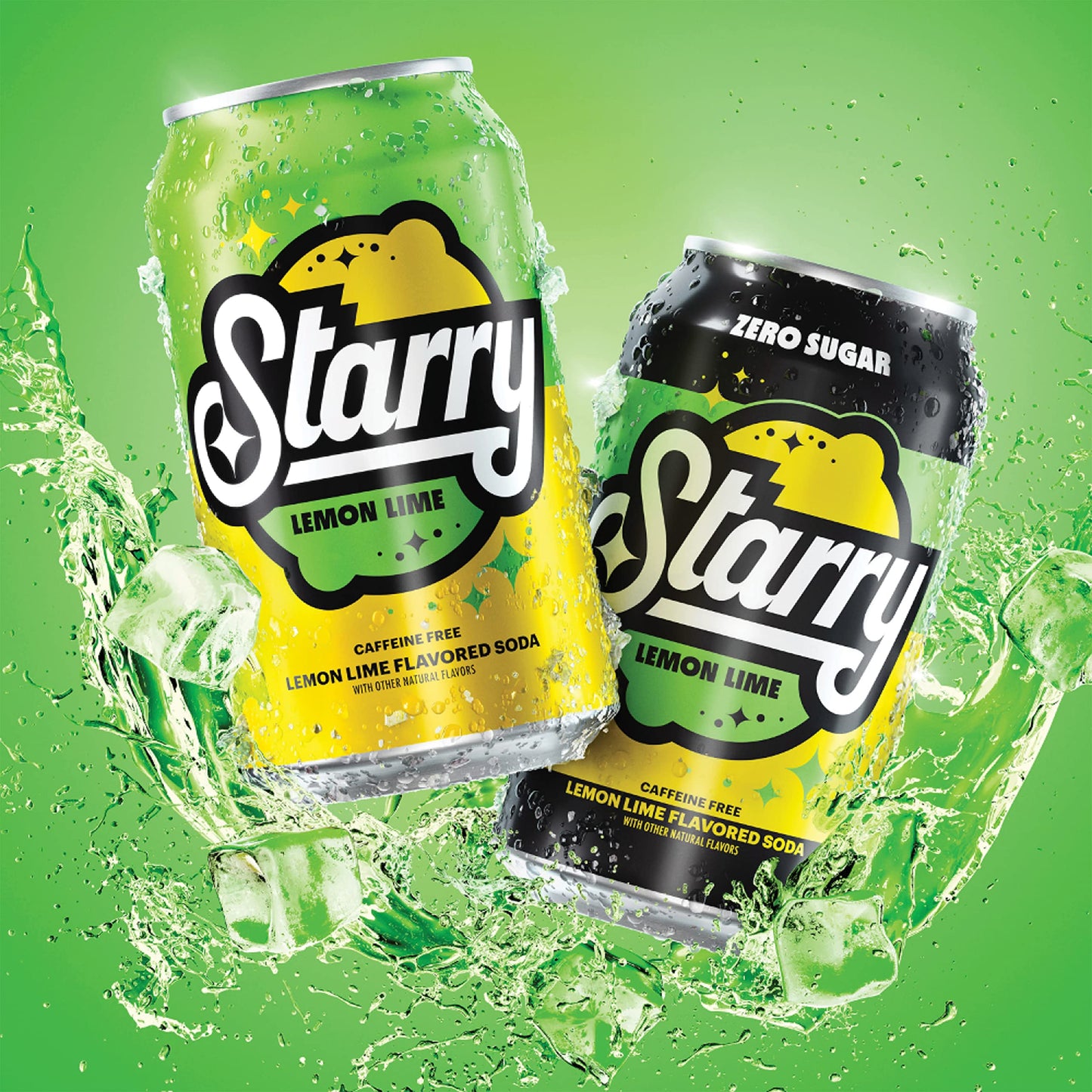 Starry Lemon Lime Soda, Caffeine Free, Mini Cans, 7.5 Fl oz (Pack of 10)