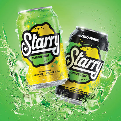 Starry Lemon Lime Soda, Caffeine Free, Mini Cans, 7.5 Fl oz (Pack of 10)