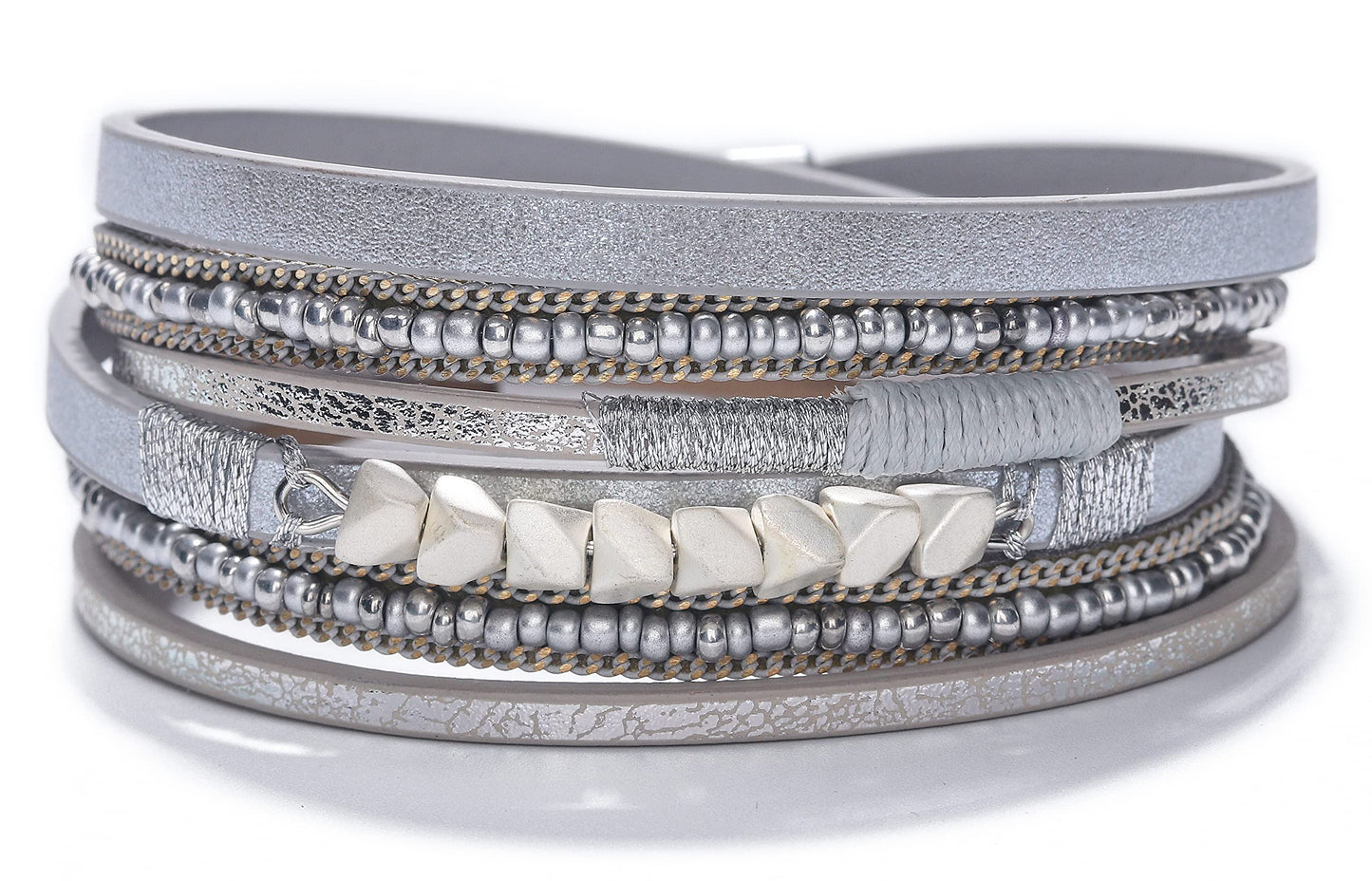 Fesciory Leather Wrap Bracelets for Women, Boho Western Layered Jewelry | Layered leather cuff bracelets, Easy on and off, Boho western style, Daily wear, Gift for women