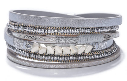 Fesciory Leather Wrap Bracelets for Women, Boho Western Layered Jewelry | Layered leather cuff bracelets, Easy on and off, Boho western style, Daily wear, Gift for women