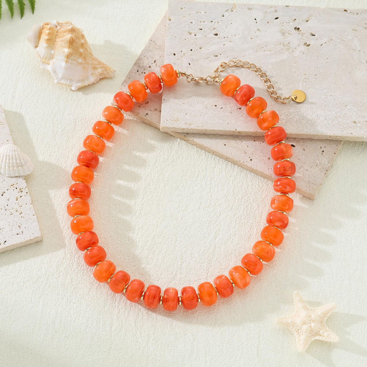Chunky Beaded Choker Necklace for Women Summer Beach Acrylic Beads Necklaces Trendy Boho Statement Colorful Necklace Jewelry Accessories