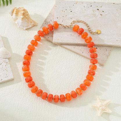 Chunky Beaded Choker Necklace for Women Summer Beach Acrylic Beads Necklaces Trendy Boho Statement Colorful Necklace Jewelry Accessories